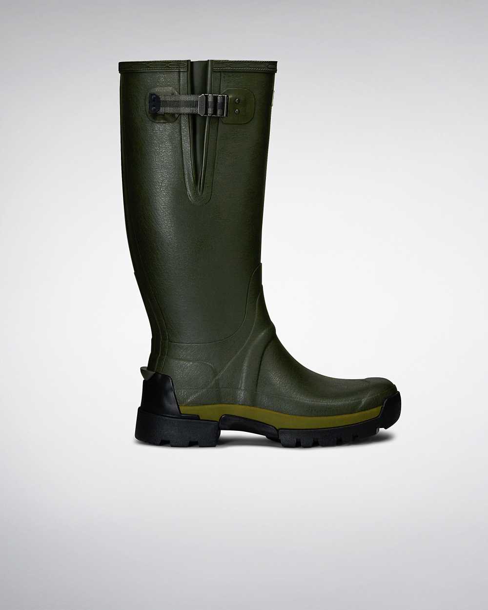 Mens Hunter Balmoral Bamboo Carbon Wellies Dark Olive | BGHTFE-721